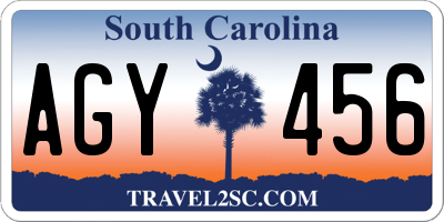 SC license plate AGY456