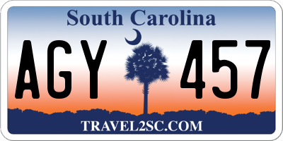 SC license plate AGY457