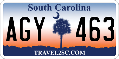 SC license plate AGY463