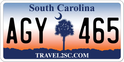 SC license plate AGY465