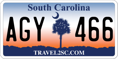 SC license plate AGY466