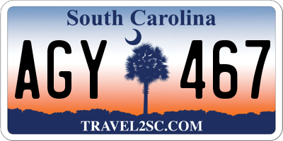 SC license plate AGY467