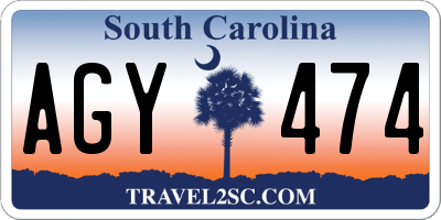 SC license plate AGY474
