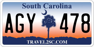 SC license plate AGY478