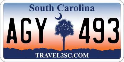 SC license plate AGY493