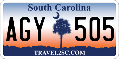 SC license plate AGY505