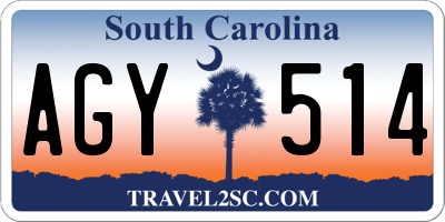 SC license plate AGY514