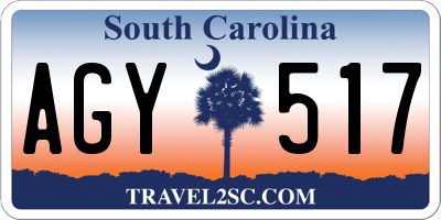 SC license plate AGY517