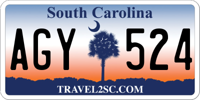 SC license plate AGY524