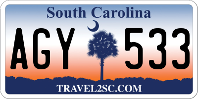 SC license plate AGY533