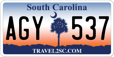 SC license plate AGY537