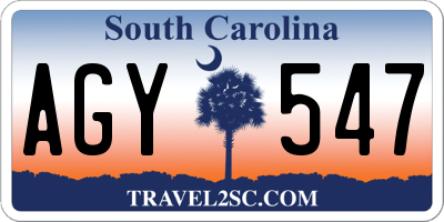 SC license plate AGY547