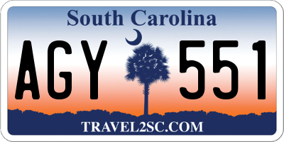 SC license plate AGY551
