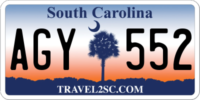 SC license plate AGY552