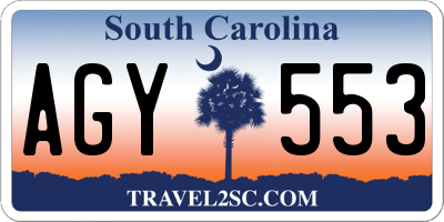 SC license plate AGY553