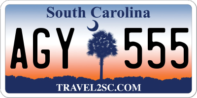 SC license plate AGY555