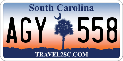 SC license plate AGY558
