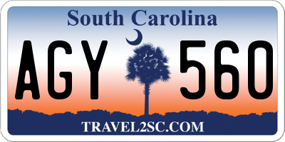 SC license plate AGY560