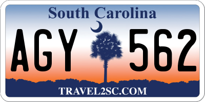 SC license plate AGY562