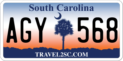 SC license plate AGY568