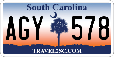 SC license plate AGY578