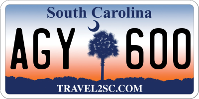 SC license plate AGY600