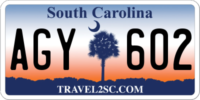 SC license plate AGY602