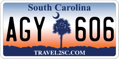 SC license plate AGY606