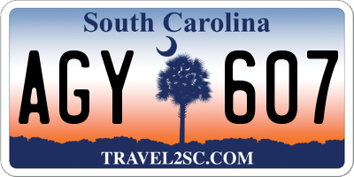 SC license plate AGY607