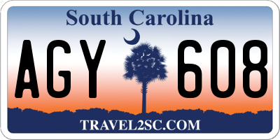 SC license plate AGY608