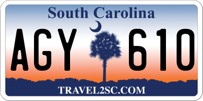 SC license plate AGY610