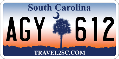 SC license plate AGY612