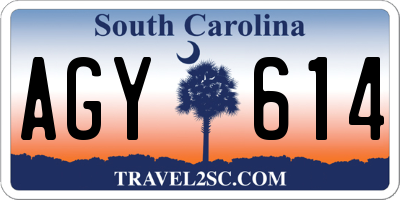 SC license plate AGY614