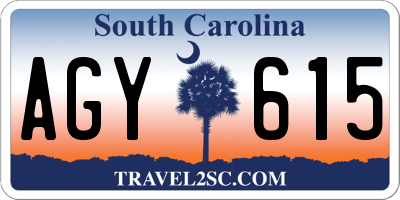 SC license plate AGY615