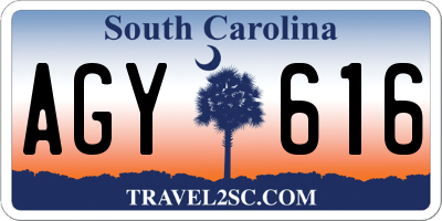 SC license plate AGY616