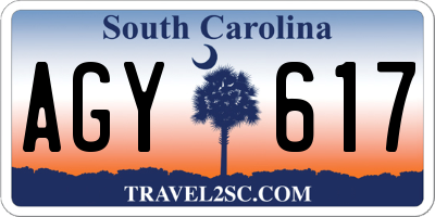 SC license plate AGY617