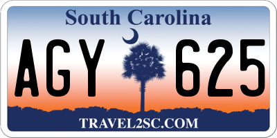 SC license plate AGY625