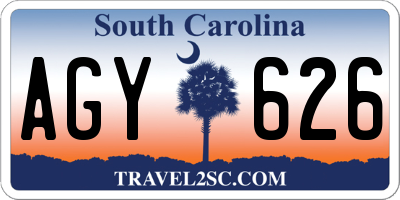 SC license plate AGY626
