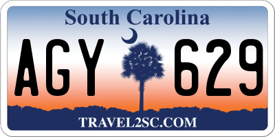 SC license plate AGY629