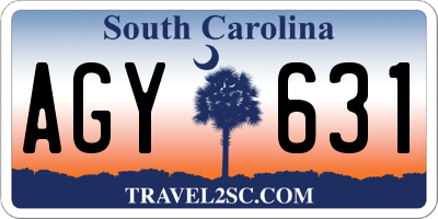 SC license plate AGY631