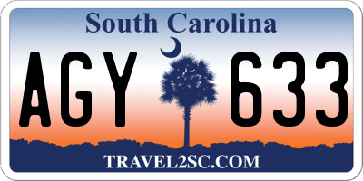 SC license plate AGY633