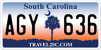 SC license plate AGY636