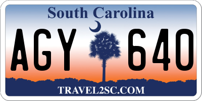 SC license plate AGY640