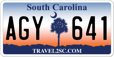SC license plate AGY641