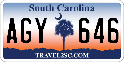 SC license plate AGY646