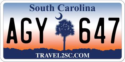 SC license plate AGY647