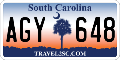 SC license plate AGY648