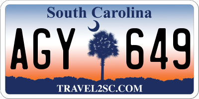 SC license plate AGY649