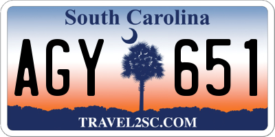 SC license plate AGY651