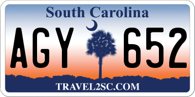 SC license plate AGY652